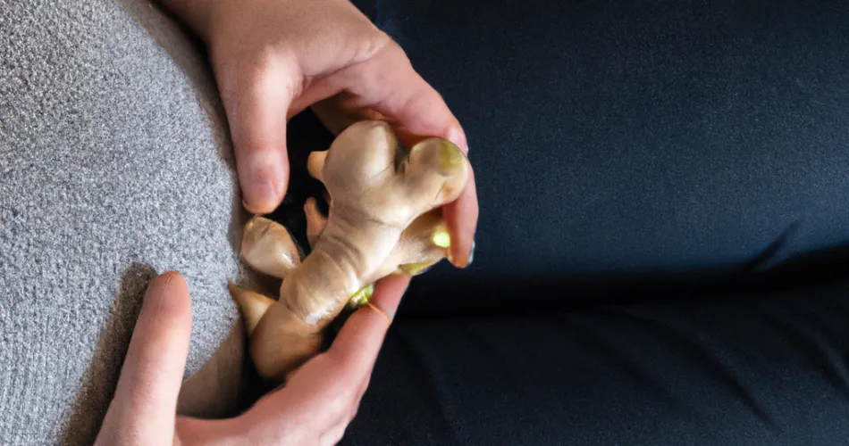 Pregnant woman with ginger root